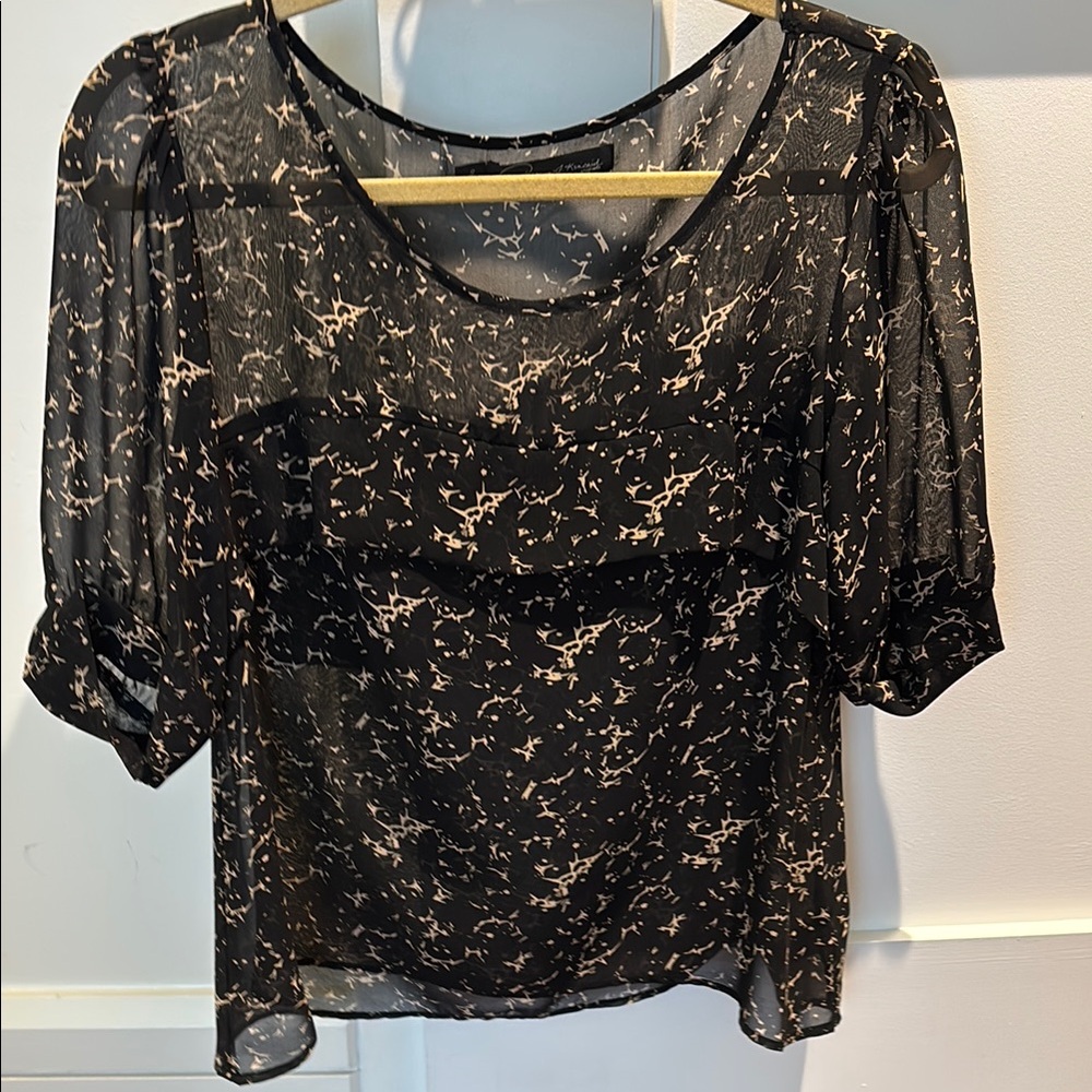 Patterson J. Kincaid Black Sheer Floral Blouse